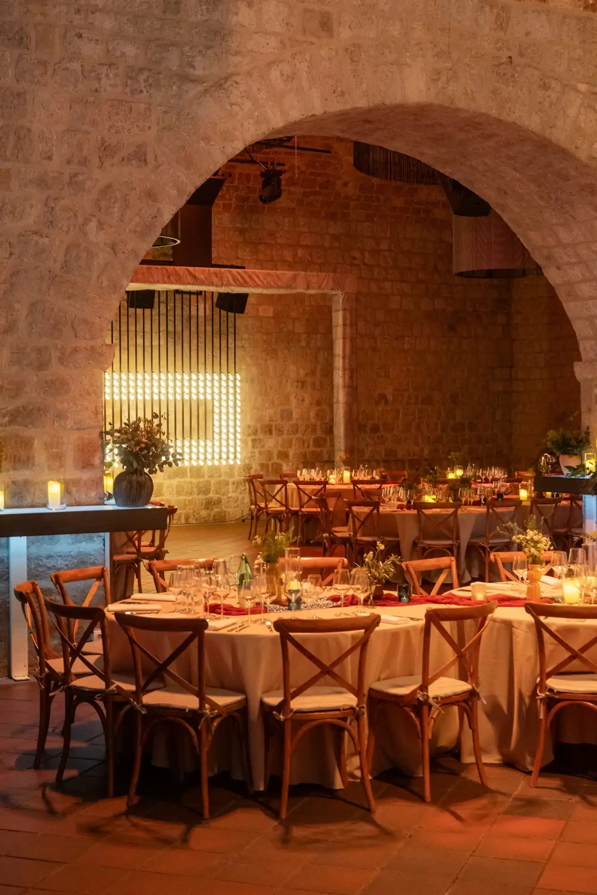 Tables set for a conference